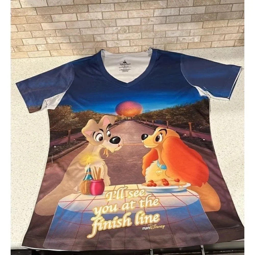 Disney parks run see‎ you at the finish line lady and the tramp shirt